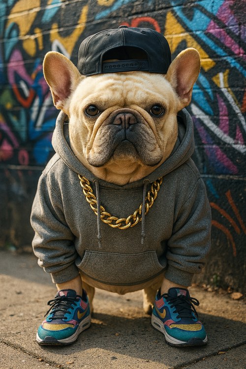 Dog transformed into a streetwear portrait with Petify